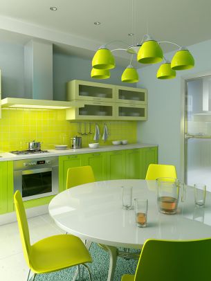 Bright new lime kitchen