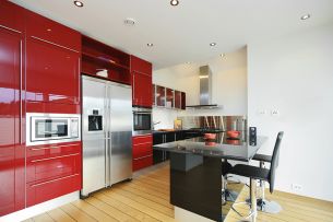 Bright modern red kitchen