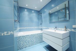 Modern blue bathroom refurbishment